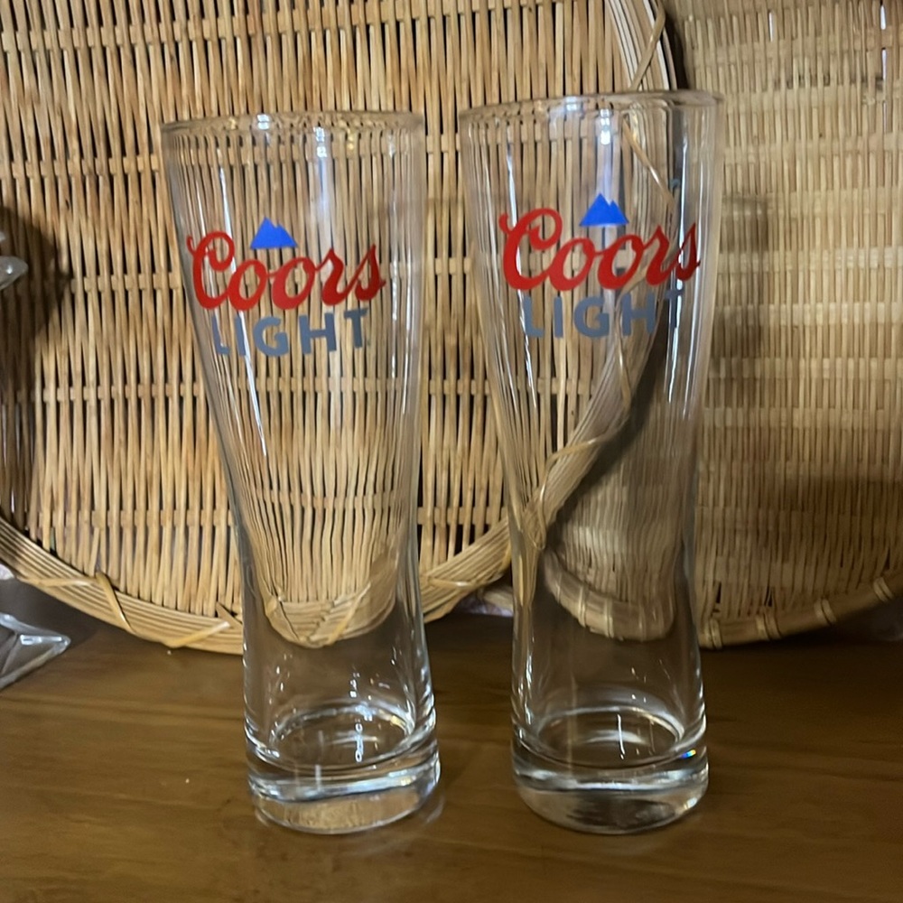 😄2 Coors Light tall boy beer glasses